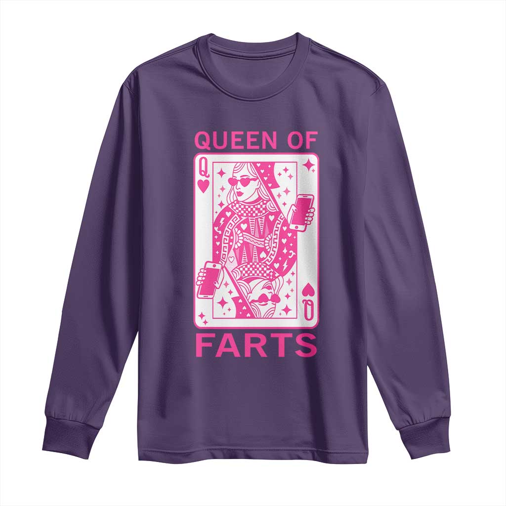 Queen of Farts Long Sleeve Shirt Funny Joke Inappropriate Fart Prank Gift TS10 Purple Print Your Wear