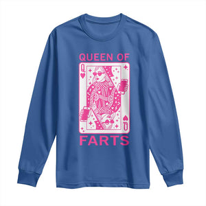 Queen of Farts Long Sleeve Shirt Funny Joke Inappropriate Fart Prank Gift TS10 Royal Blue Print Your Wear