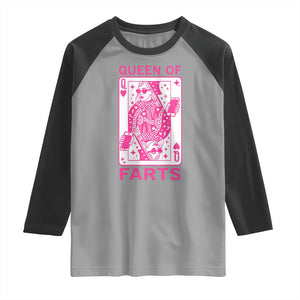 Queen of Farts Raglan Shirt Funny Joke Inappropriate Fart Prank Gift TS10 Sport Gray Black Print Your Wear