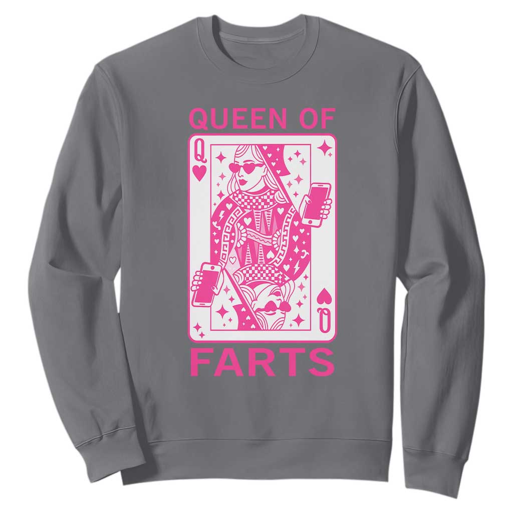 Queen of Farts Sweatshirt Funny Joke Inappropriate Fart Prank Gift TS10 Charcoal Print Your Wear
