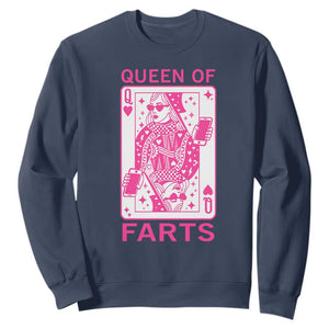 Queen of Farts Sweatshirt Funny Joke Inappropriate Fart Prank Gift TS10 Navy Print Your Wear