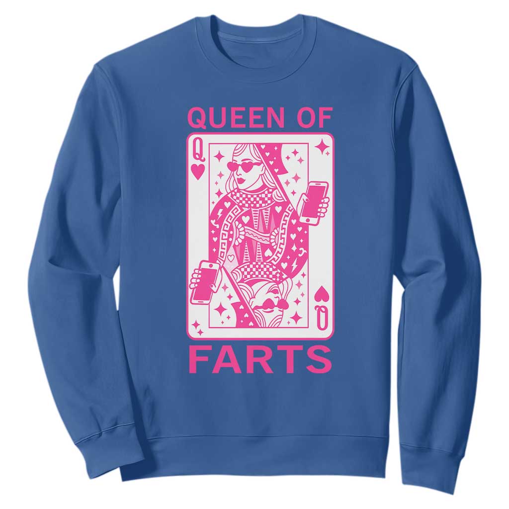 Queen of Farts Sweatshirt Funny Joke Inappropriate Fart Prank Gift TS10 Royal Blue Print Your Wear