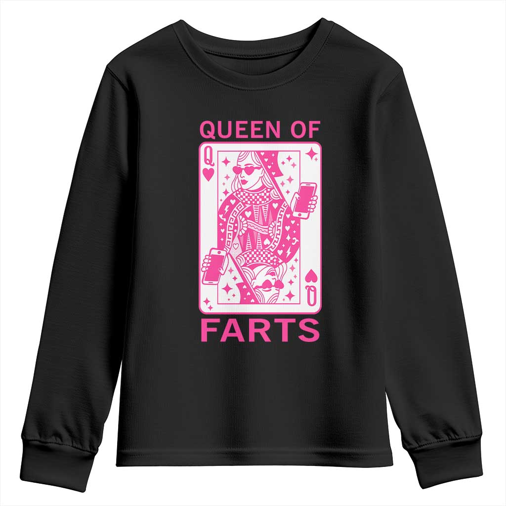 Queen of Farts Youth Sweatshirt Funny Joke Inappropriate Fart Prank Gift TS10 Black Print Your Wear
