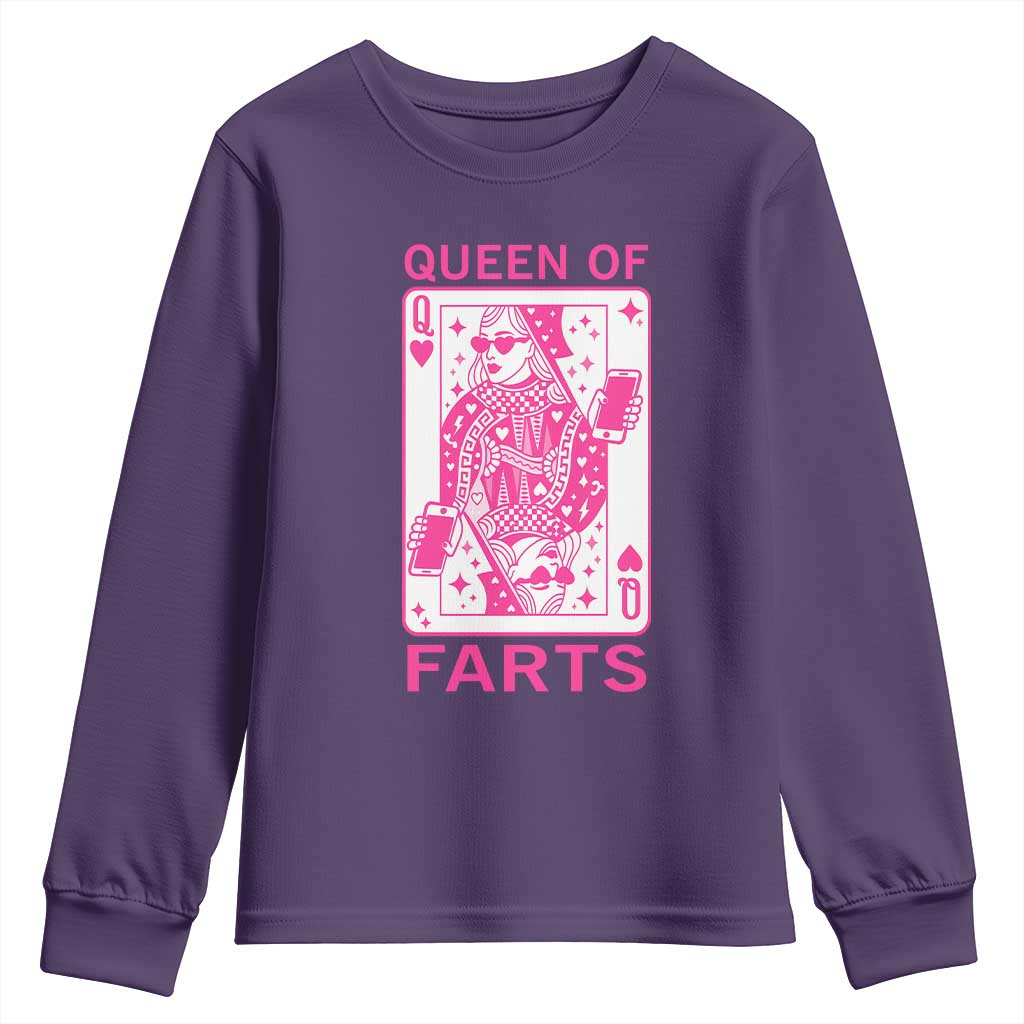 Queen of Farts Youth Sweatshirt Funny Joke Inappropriate Fart Prank Gift TS10 Purple Print Your Wear