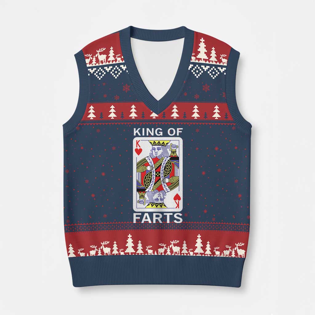 King of Farts V-Neck Knit Sweater Vest Funny Joke Inappropriate Fart Prank Gift TS10 Navy Red Print Your Wear