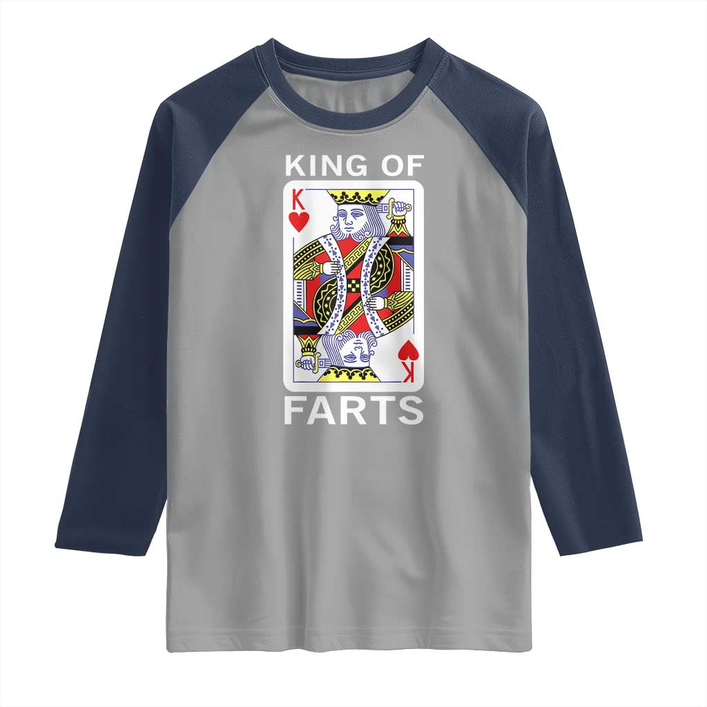 King of Farts Raglan Shirt Funny Joke Inappropriate Fart Prank Gift TS10 Sport Gray Navy Print Your Wear