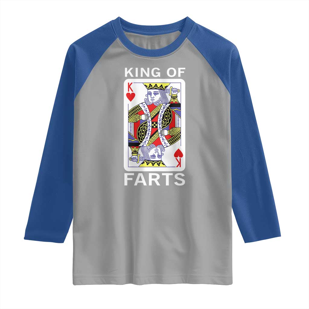 King of Farts Raglan Shirt Funny Joke Inappropriate Fart Prank Gift TS10 Sport Gray Royal Print Your Wear