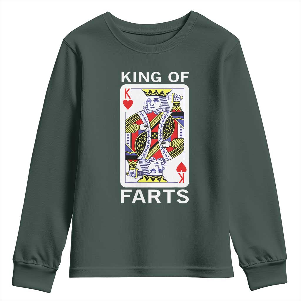 King of Farts Youth Sweatshirt Funny Joke Inappropriate Fart Prank Gift TS10 Dark Forest Green Print Your Wear