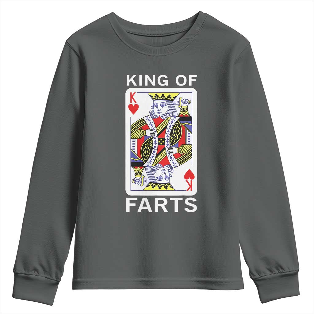 King of Farts Youth Sweatshirt Funny Joke Inappropriate Fart Prank Gift TS10 Dark Heather Print Your Wear