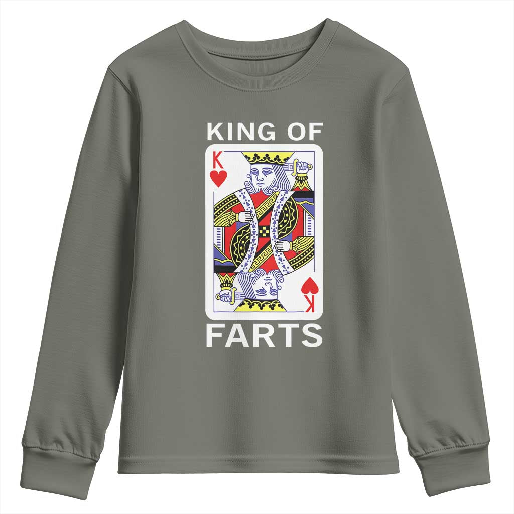 King of Farts Youth Sweatshirt Funny Joke Inappropriate Fart Prank Gift TS10 Military Green Print Your Wear