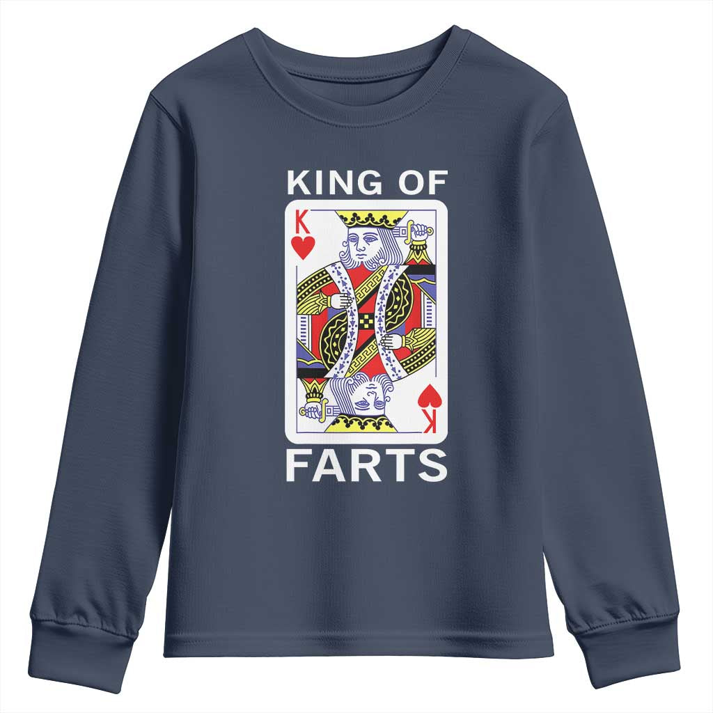 King of Farts Youth Sweatshirt Funny Joke Inappropriate Fart Prank Gift TS10 Navy Print Your Wear