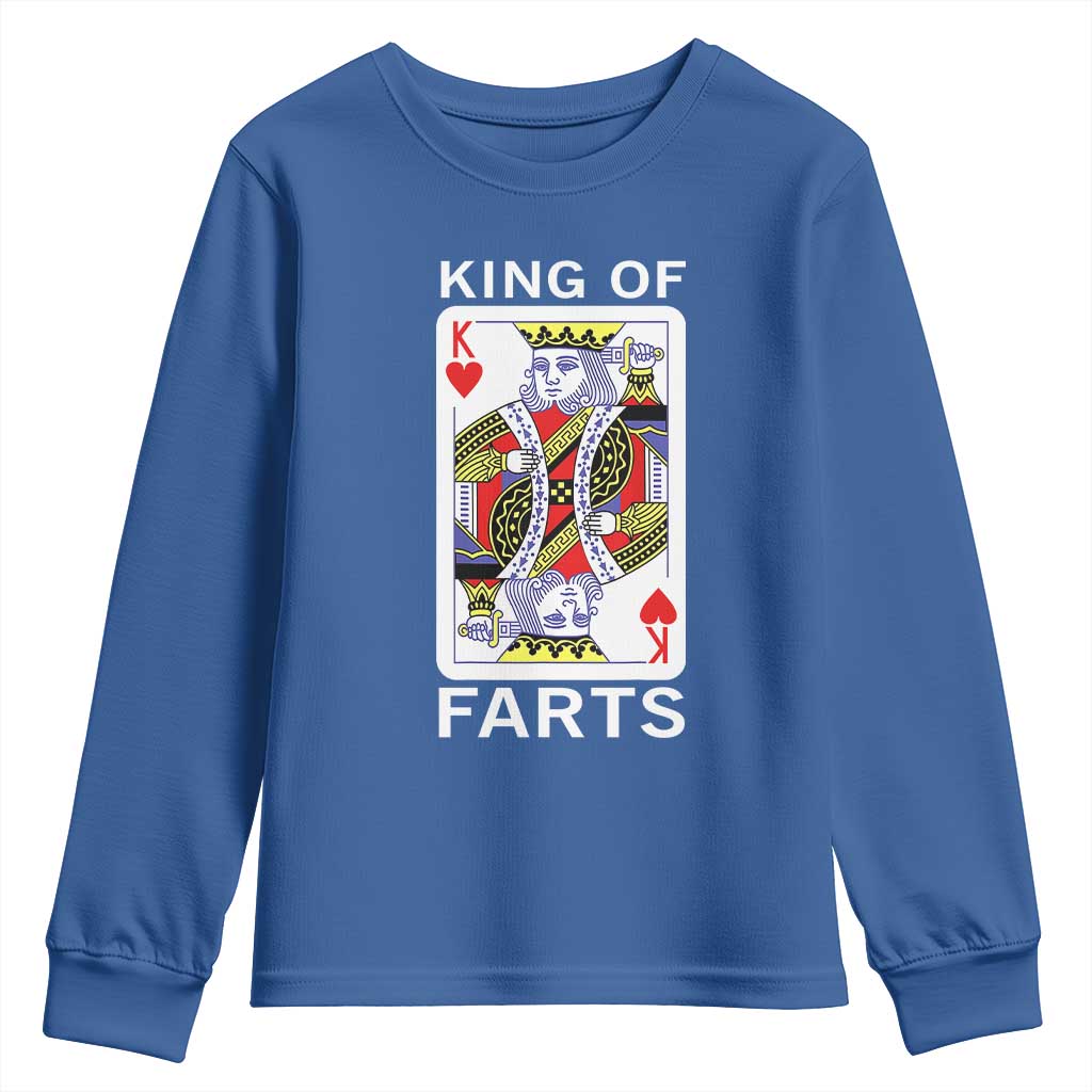 King of Farts Youth Sweatshirt Funny Joke Inappropriate Fart Prank Gift TS10 Royal Blue Print Your Wear