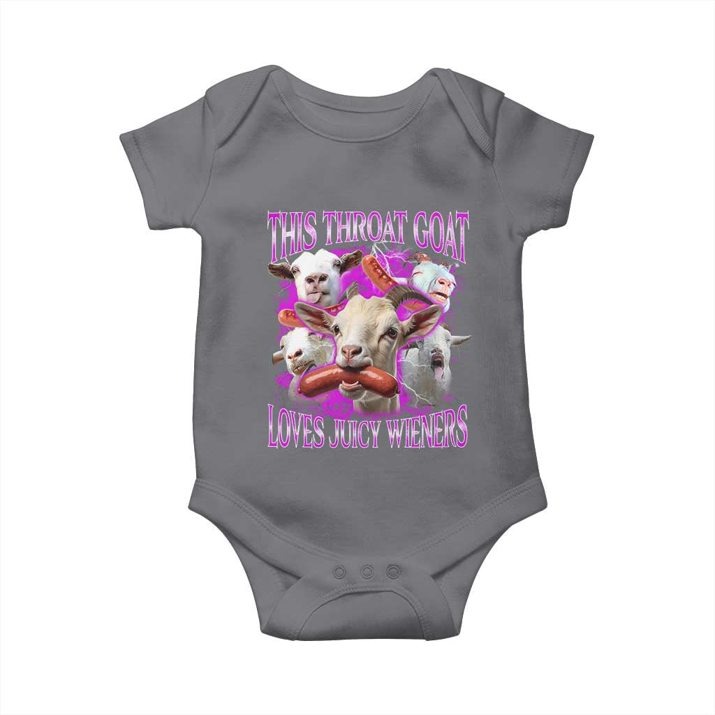 Funny Throat Goat Baby Onesie Swallows Juicy Wieners Inappropriate Adult TS10 Charcoal Print Your Wear