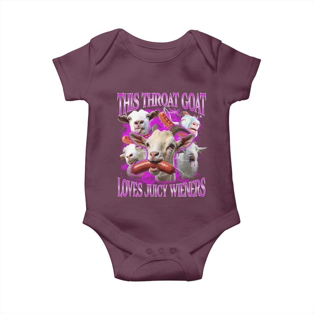 Funny Throat Goat Baby Onesie Swallows Juicy Wieners Inappropriate Adult TS10 Maroon Print Your Wear