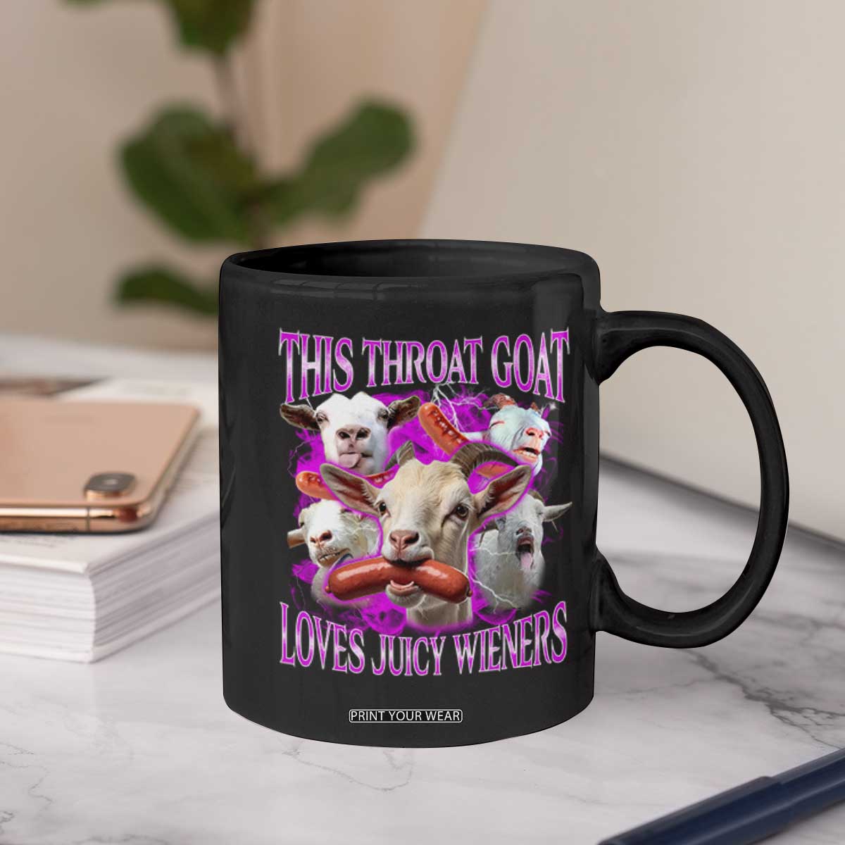 Funny Throat Goat Coffee Mug Swallows Juicy Wieners Inappropriate Adult TS10 Print Your Wear