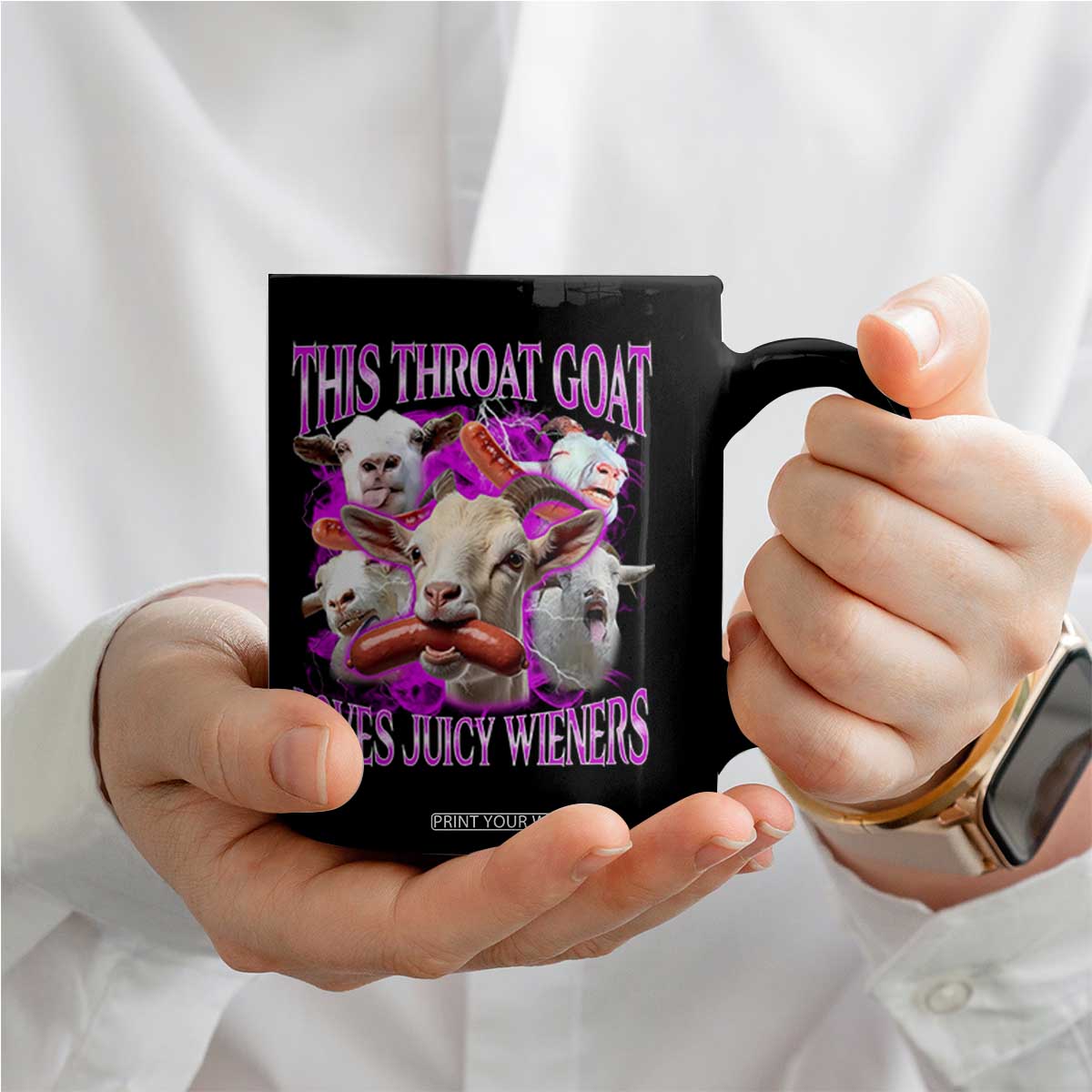 Funny Throat Goat Coffee Mug Swallows Juicy Wieners Inappropriate Adult TS10 Print Your Wear