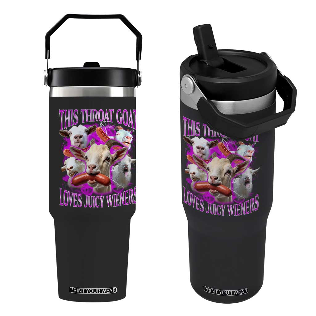 Funny Throat Goat Flip Straw Tumbler Swallows Juicy Wieners Inappropriate Adult TS10 One Size: 30 oz Black Print Your Wear