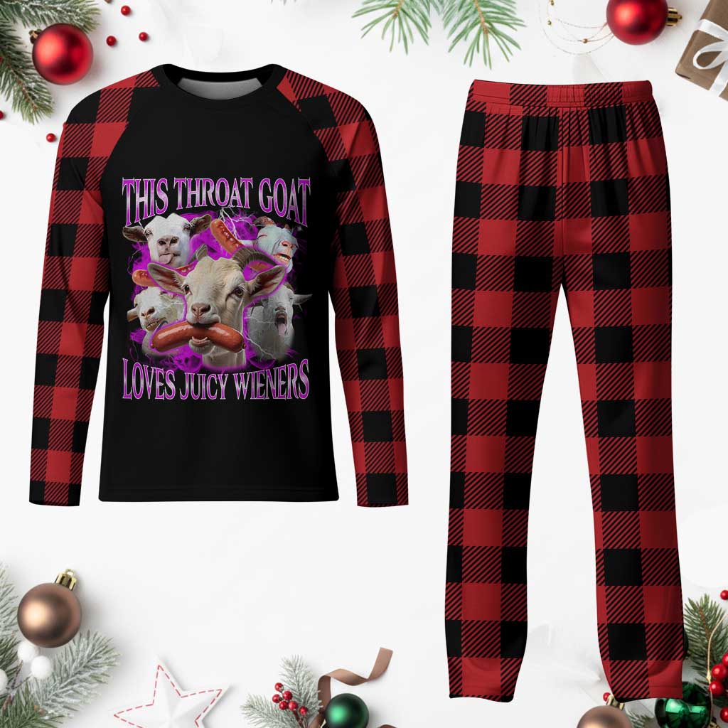 Funny Throat Goat Plaid Pajama Set Swallows Juicy Wieners Inappropriate Adult TS10 Buffalo Plaid Print Your Wear