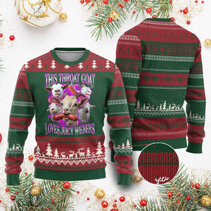 Funny Throat Goat Ugly Christmas Sweater Swallows Juicy Wieners Inappropriate Adult TS10 Red Green Print Your Wear