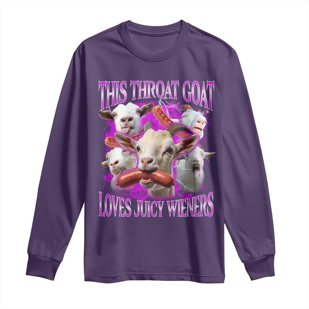 Funny Throat Goat Long Sleeve Shirt Swallows Juicy Wieners Inappropriate Adult TS10 Purple Print Your Wear