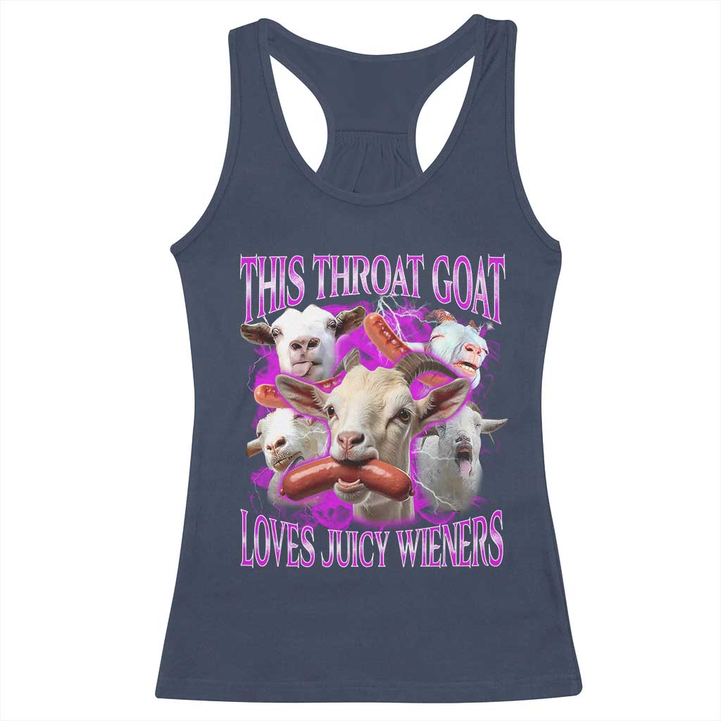 Funny Throat Goat Racerback Tank Top Swallows Juicy Wieners Inappropriate Adult TS10 Navy Print Your Wear