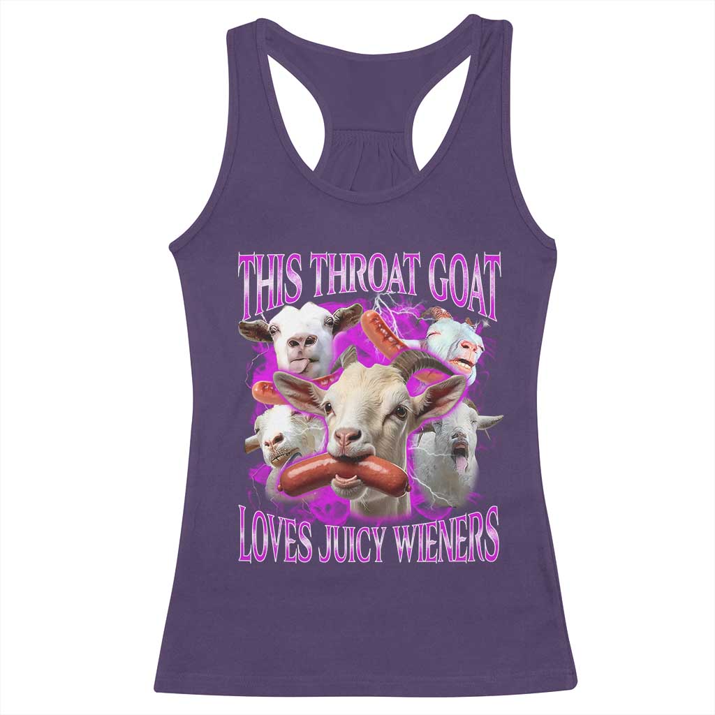 Funny Throat Goat Racerback Tank Top Swallows Juicy Wieners Inappropriate Adult TS10 Purple Print Your Wear