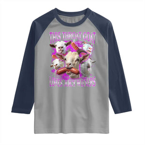 Funny Throat Goat Raglan Shirt Swallows Juicy Wieners Inappropriate Adult TS10 Sport Gray Navy Print Your Wear