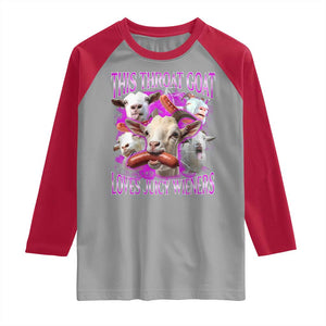 Funny Throat Goat Raglan Shirt Swallows Juicy Wieners Inappropriate Adult TS10 Sport Gray Red Print Your Wear