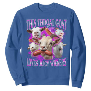 Funny Throat Goat Sweatshirt Swallows Juicy Wieners Inappropriate Adult TS10 Royal Blue Print Your Wear
