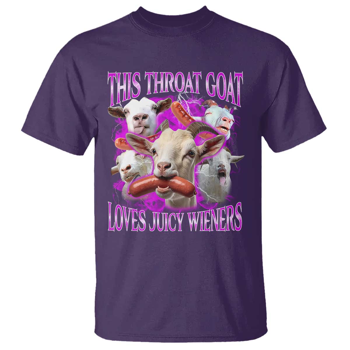 Funny Throat Goat T Shirt Swallows Juicy Wieners Inappropriate Adult TS10 Purple Print Your Wear