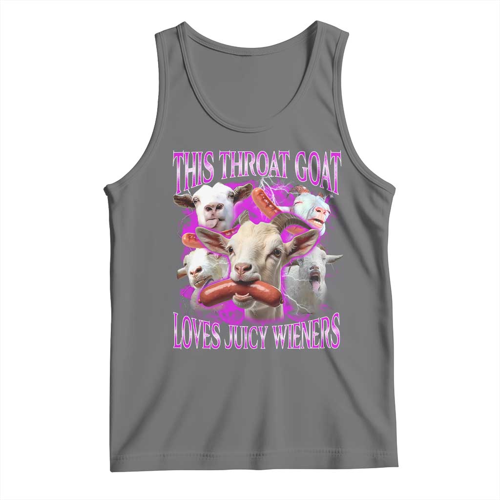 Funny Throat Goat Tank Top Swallows Juicy Wieners Inappropriate Adult TS10 Black Heather Print Your Wear
