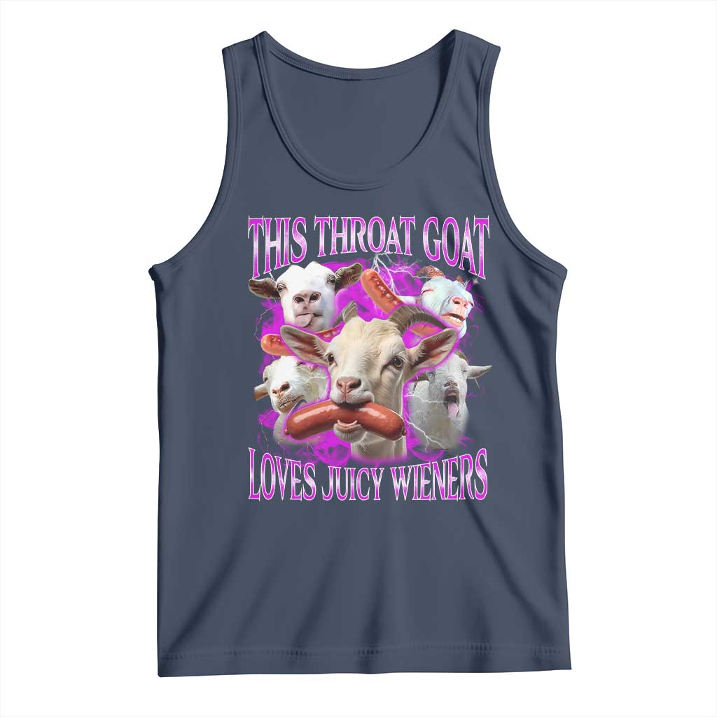 Funny Throat Goat Tank Top Swallows Juicy Wieners Inappropriate Adult TS10 Navy Print Your Wear
