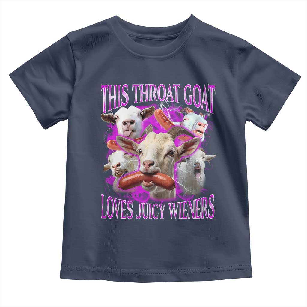 Funny Throat Goat Toddler T Shirt Swallows Juicy Wieners Inappropriate Adult TS10 Navy Print Your Wear