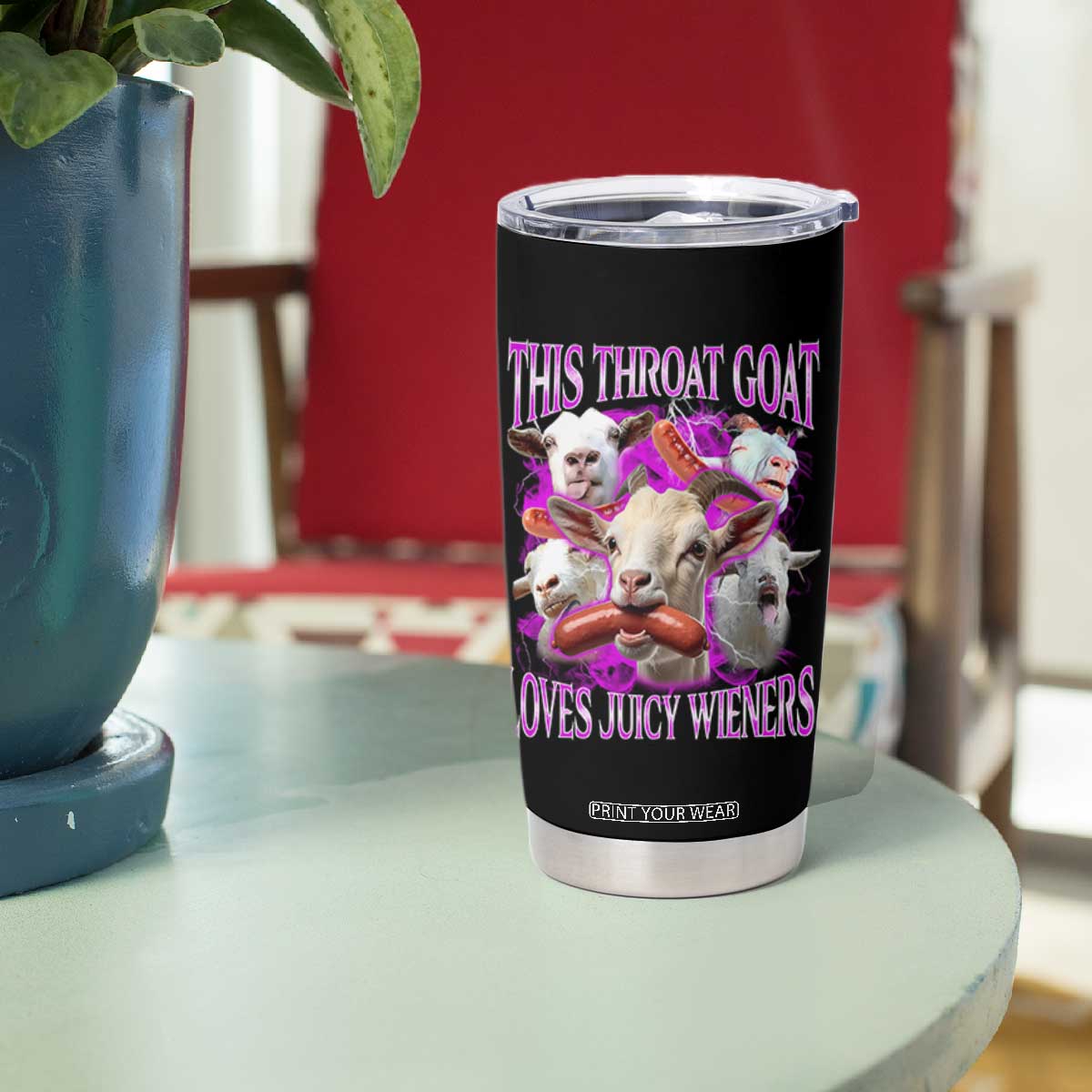 Funny Throat Goat Tumbler Cup Swallows Juicy Wieners Inappropriate Adult TS10 Print Your Wear