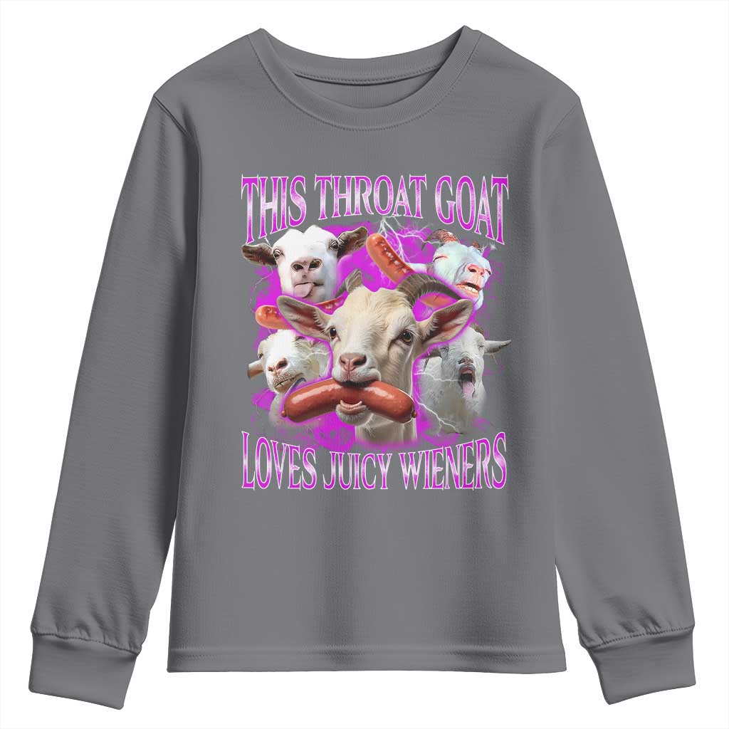 Funny Throat Goat Youth Sweatshirt Swallows Juicy Wieners Inappropriate Adult TS10 Charcoal Print Your Wear