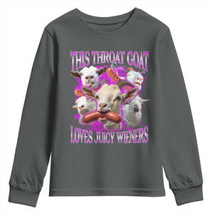 Funny Throat Goat Youth Sweatshirt Swallows Juicy Wieners Inappropriate Adult TS10 Dark Heather Print Your Wear