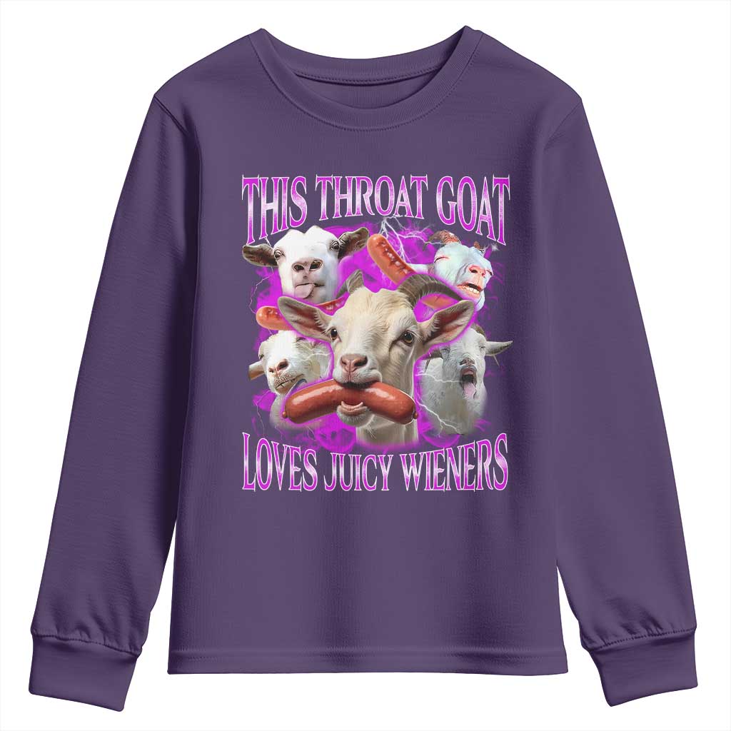 Funny Throat Goat Youth Sweatshirt Swallows Juicy Wieners Inappropriate Adult TS10 Purple Print Your Wear