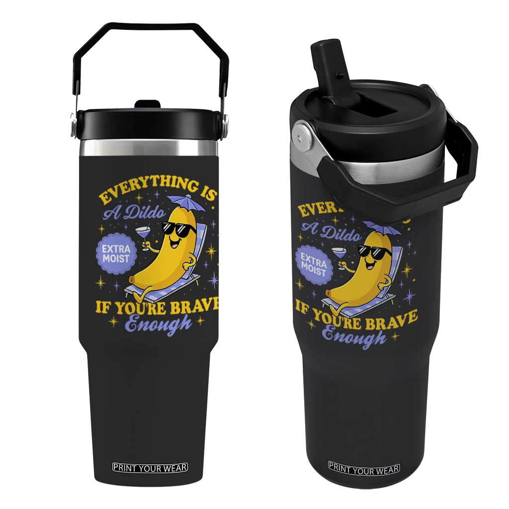 Funny Embarrassing Saying Flip Straw Tumbler Sarcastic Inappropriate Raunchy Banana TS10 One Size: 30 oz Black Print Your Wear