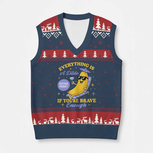 Funny Embarrassing Saying V-Neck Knit Sweater Vest Sarcastic Inappropriate Raunchy Banana TS10 Navy Red Print Your Wear
