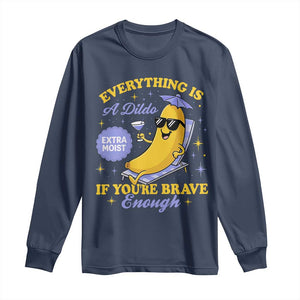 Funny Embarrassing Saying Long Sleeve Shirt Sarcastic Inappropriate Raunchy Banana TS10 Navy Print Your Wear