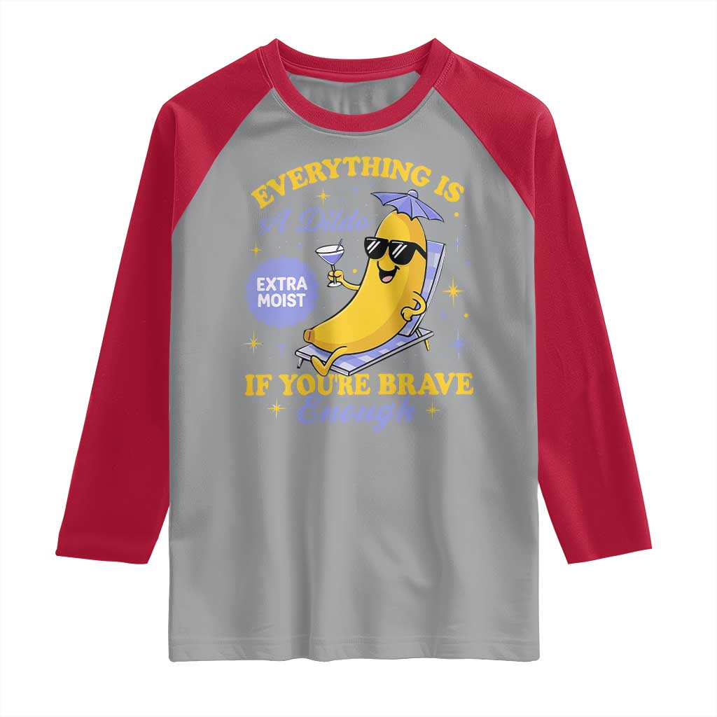 Funny Embarrassing Saying Raglan Shirt Sarcastic Inappropriate Raunchy Banana TS10 Sport Gray Red Print Your Wear