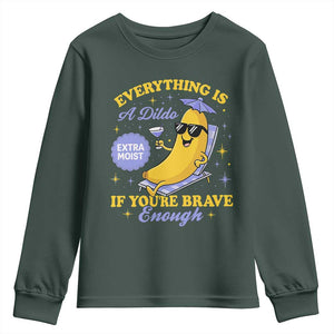 Funny Embarrassing Saying Youth Sweatshirt Sarcastic Inappropriate Raunchy Banana TS10 Dark Forest Green Print Your Wear
