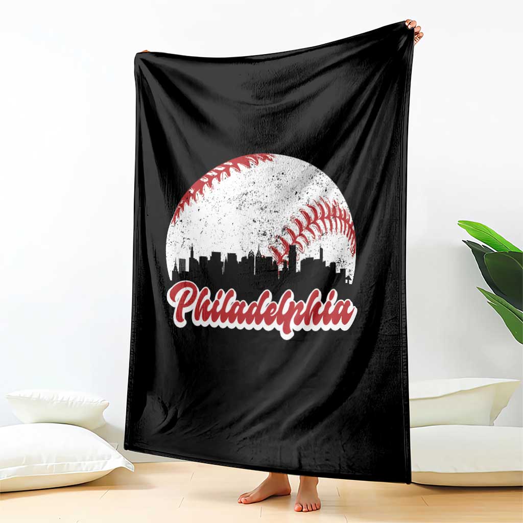 Philadelphia Baseball Throw Blanket Vintage Skyline City TS10 Print Your Wear
