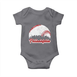Philadelphia Baseball Baby Onesie Vintage Skyline City TS10 Charcoal Print Your Wear