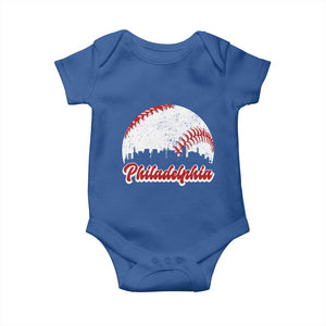 Philadelphia Baseball Baby Onesie Vintage Skyline City TS10 Royal Blue Print Your Wear