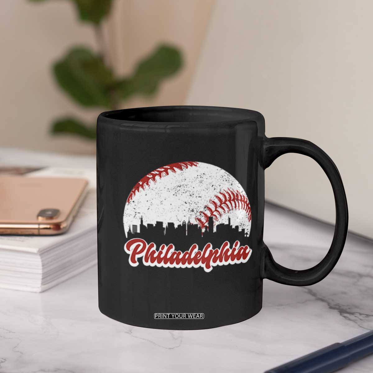 Philadelphia Baseball Coffee Mug Vintage Skyline City TS10 Print Your Wear