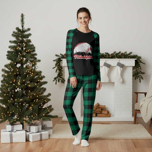 Philadelphia Baseball Plaid Pajama Set Vintage Skyline City TS10 Green Plaid Print Your Wear