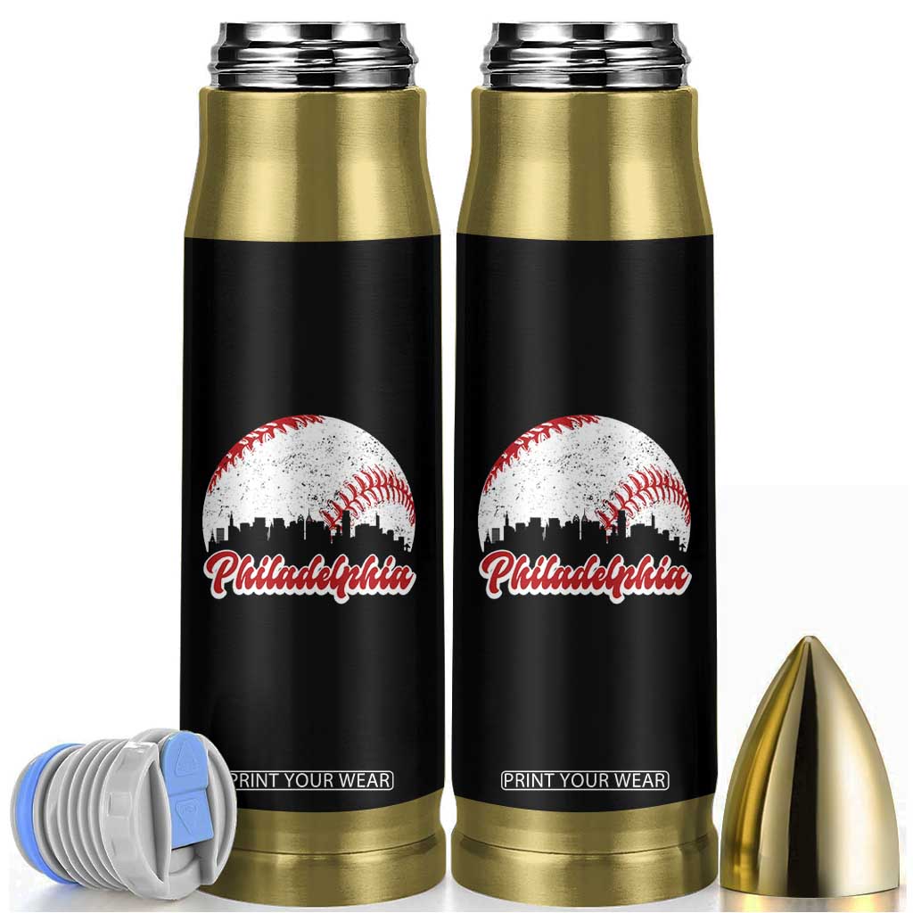 Philadelphia Baseball Bullet Tumbler Vintage Skyline City TS10 Black Print Your Wear