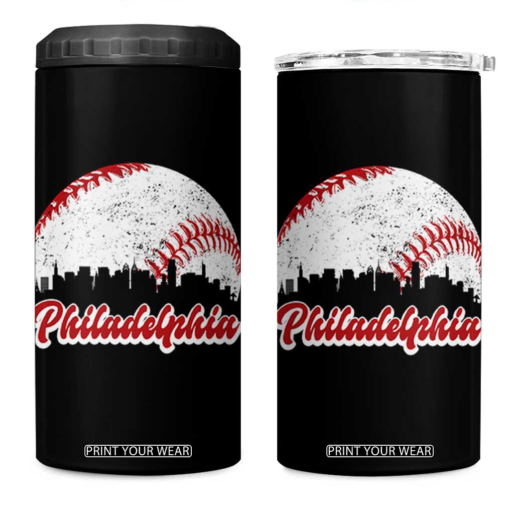 Philadelphia Baseball 4 in 1 Can Cooler Tumbler Vintage Skyline City TS10 One Size: 16 oz Black Print Your Wear