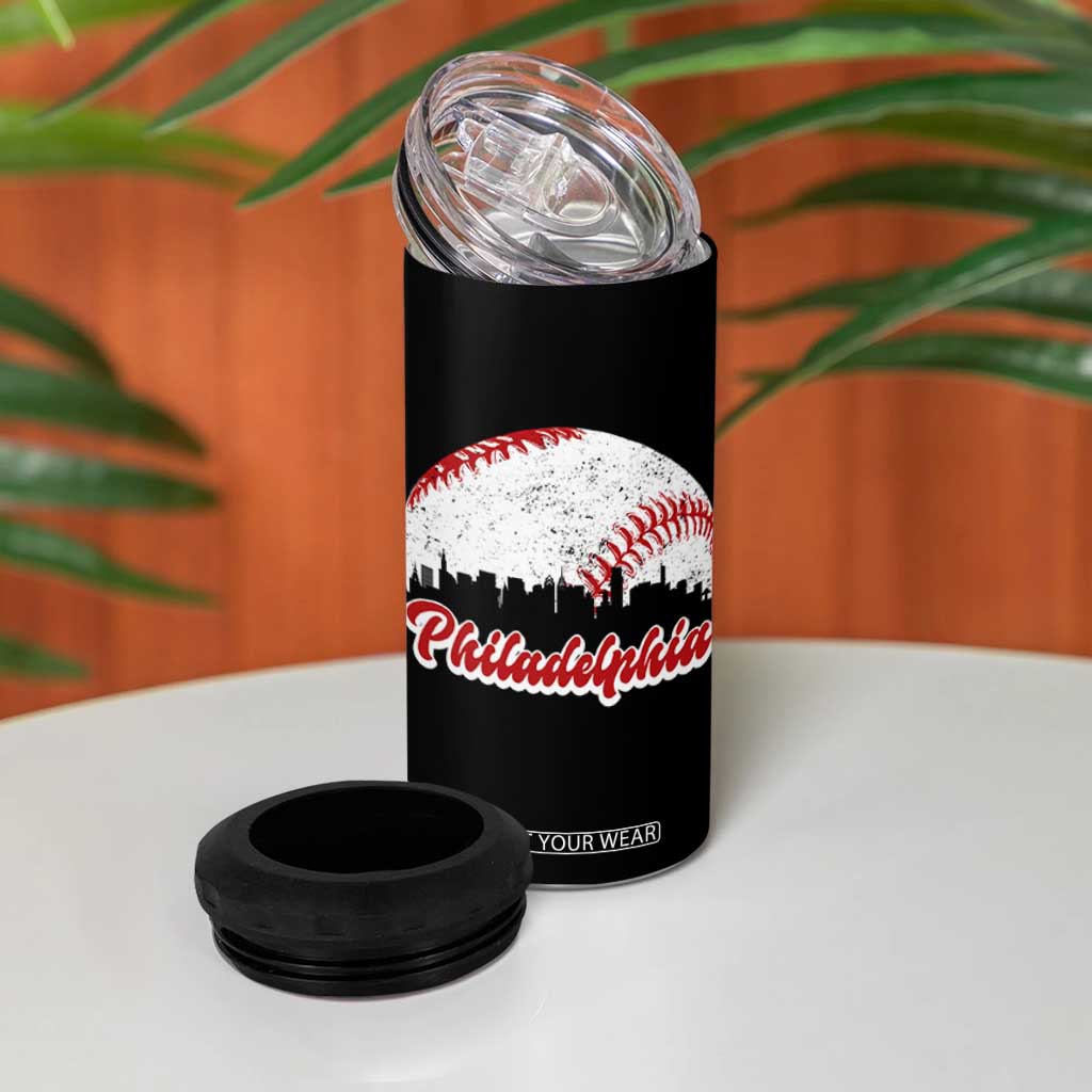 Philadelphia Baseball 4 in 1 Can Cooler Tumbler Vintage Skyline City TS10 Print Your Wear